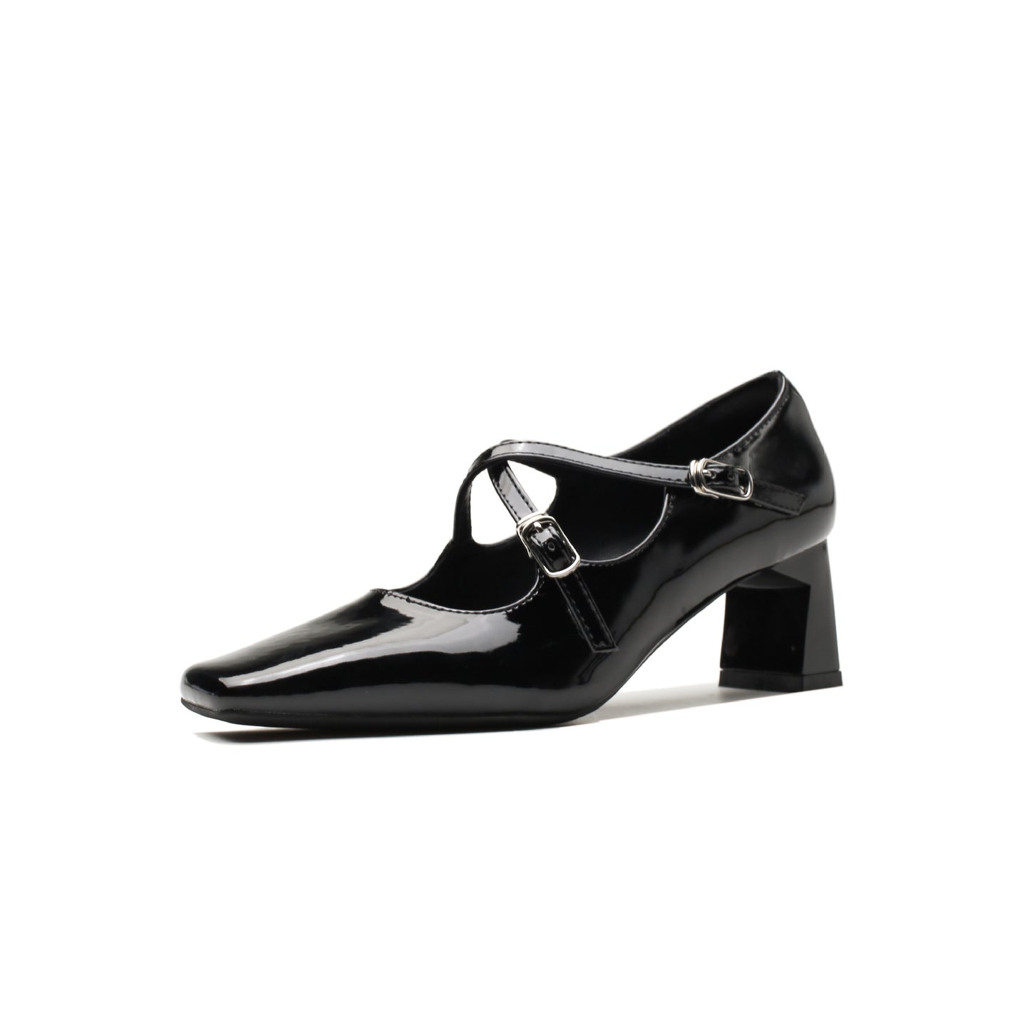 Women's Buckle Strap Spring Mary Jane Square Toe Vintage Sier Chunky Women's Shoes