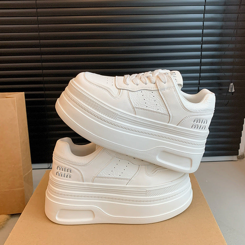 Women's Invisible Height Increasing Insole Platform White Women's Casual Shoes