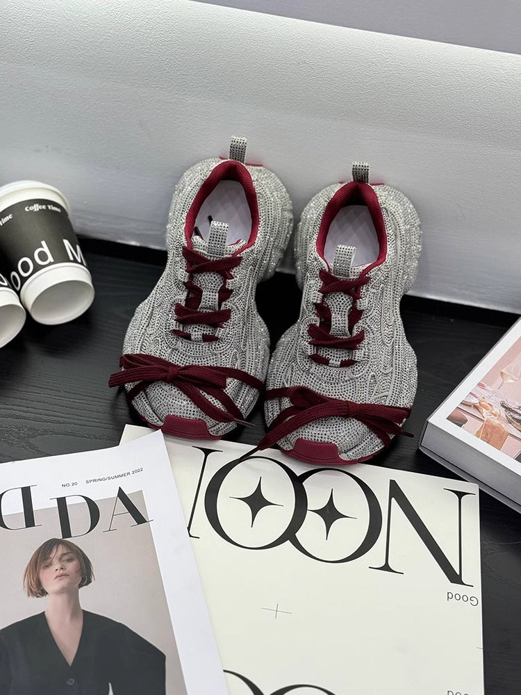 Rhinestone Starry Sky Dad Thick Bottom Elevator Wild Full Casual Shoes