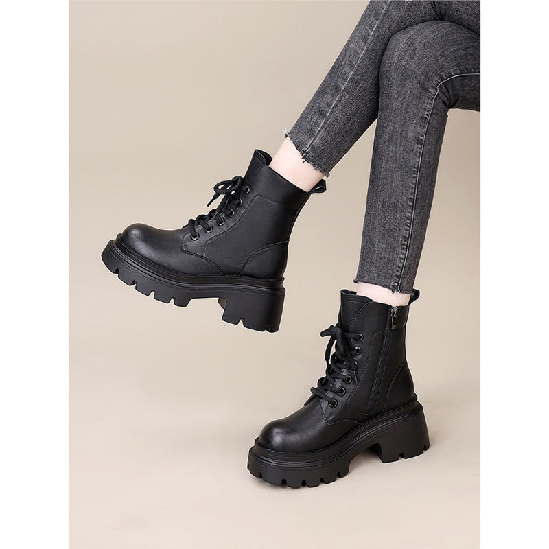 Martin Female First Layer Cowhide Platform Boots