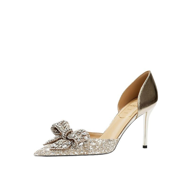 Women's Low-cut Rhinestone Bow Temperament French Style Women's Fashion Shoes