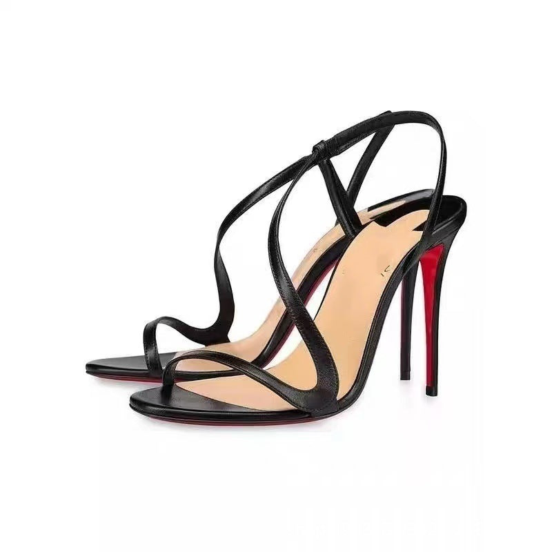Women's Anchor Rivet Red Sole Pointed High Heels