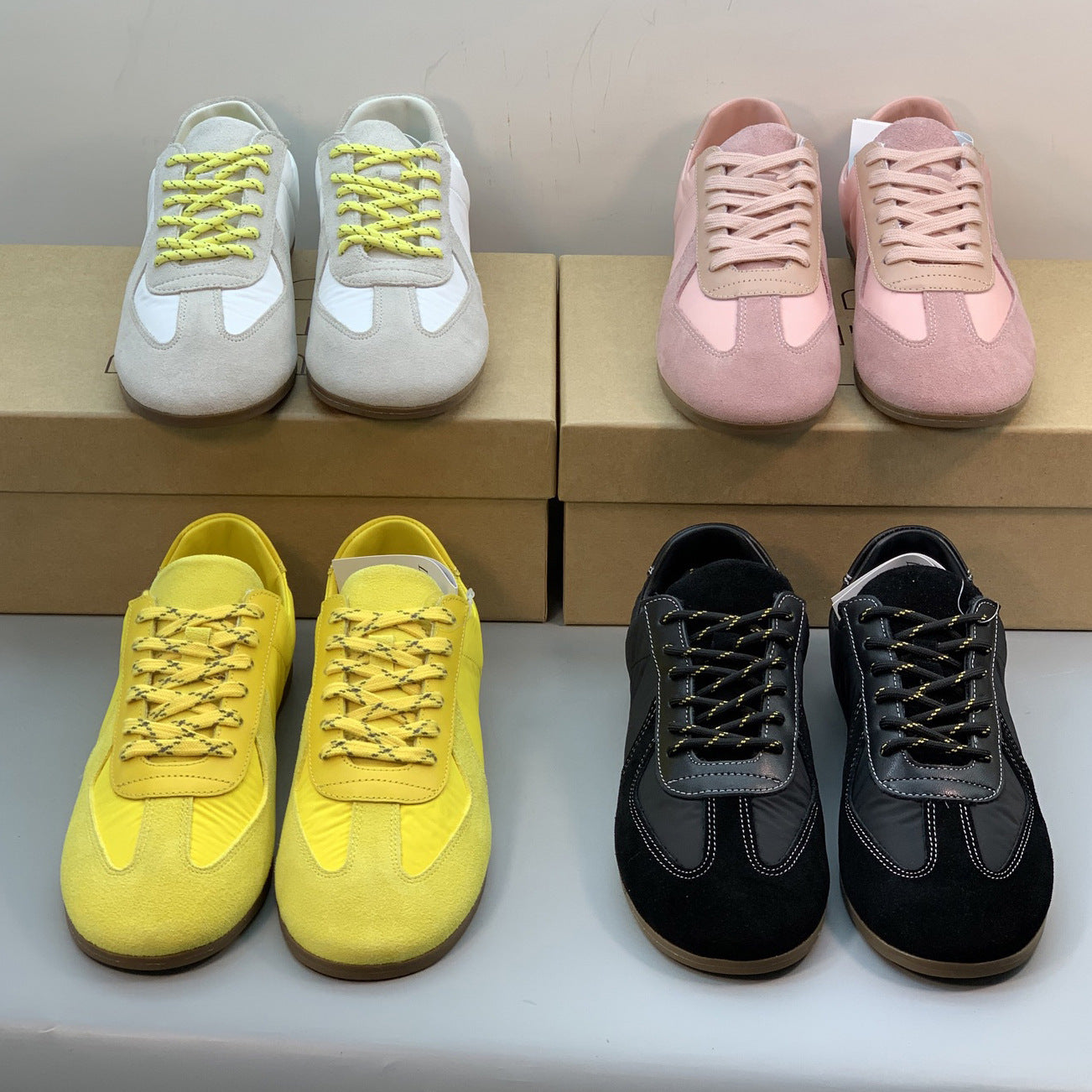 Women's Spring Leopard Print Color Matching Flat German Training Genuine Retro Women's Sports Shoes