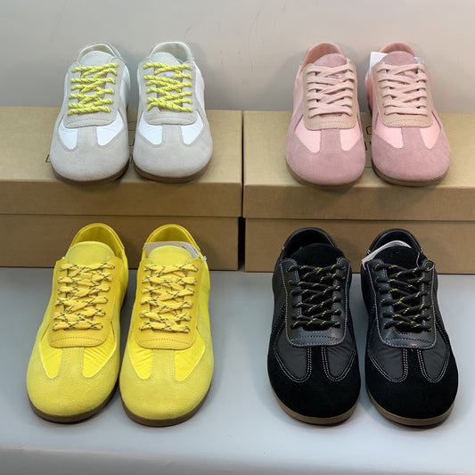 Women's Spring Leopard Print Color Matching Flat German Training Genuine Retro Women's Sports Shoes
