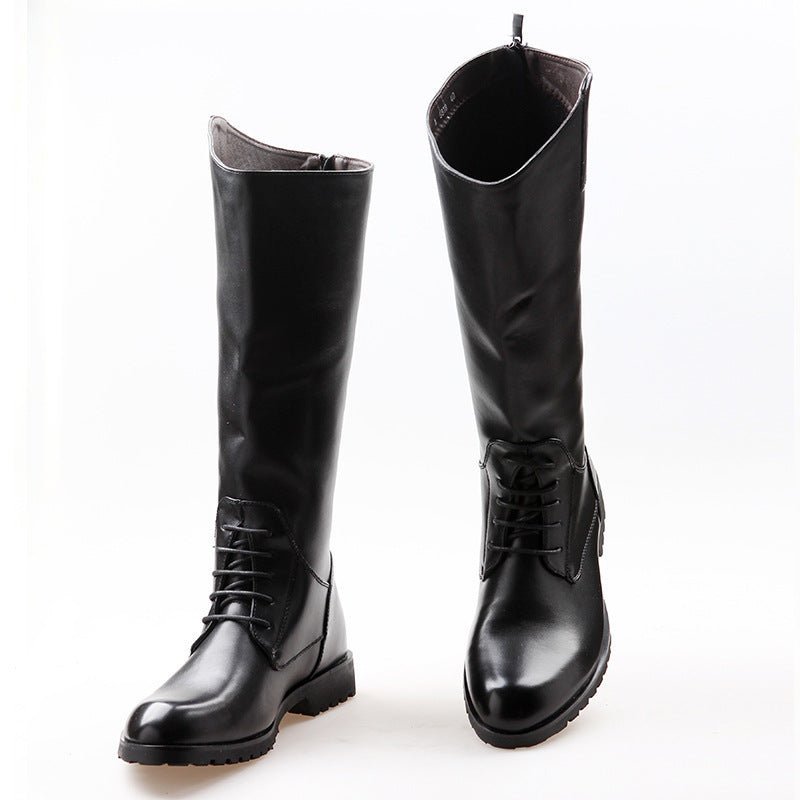 Men's Fashion High Back Zipper Trend Performance Stage Men's Leather Boots
