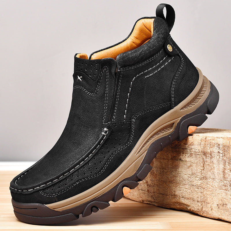 Men's Top Layer Cowhide Large Size Thick Bottom Men's Leather Boots