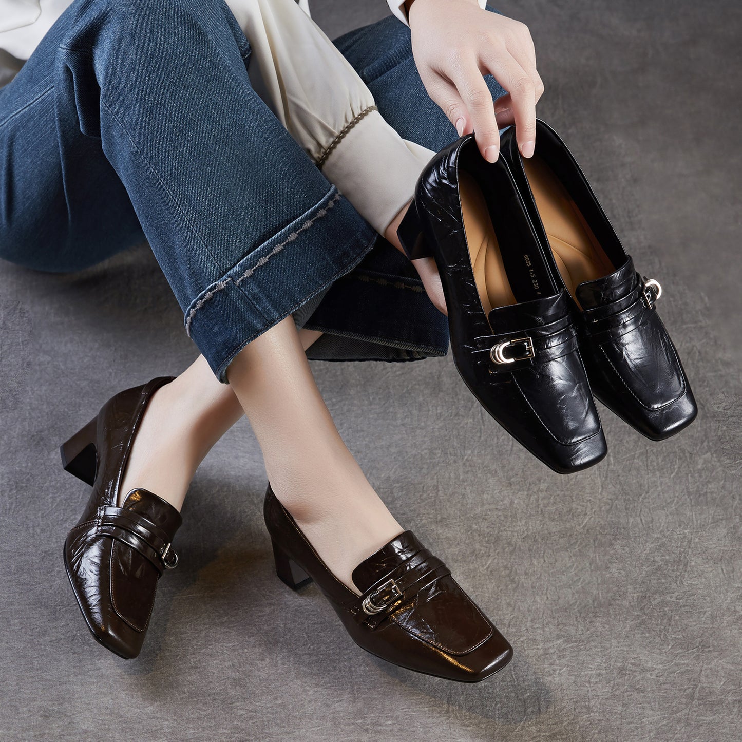 Women's Clutch Cowhide Commuter Light Luxury Square Women's Fashion Shoes