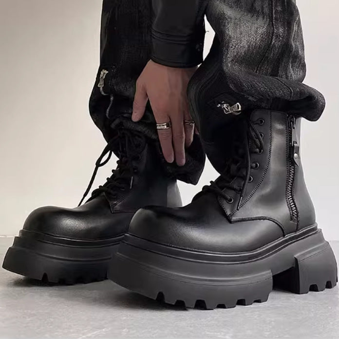 Men's Black Zip Chelsea Cowhide Spring Plus Men's Shoes