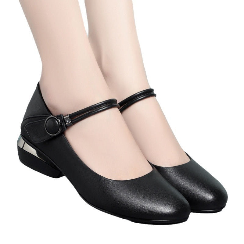 Women's Mouth Chunky Soft Bottom Mom Mary Women's Fashion Shoes