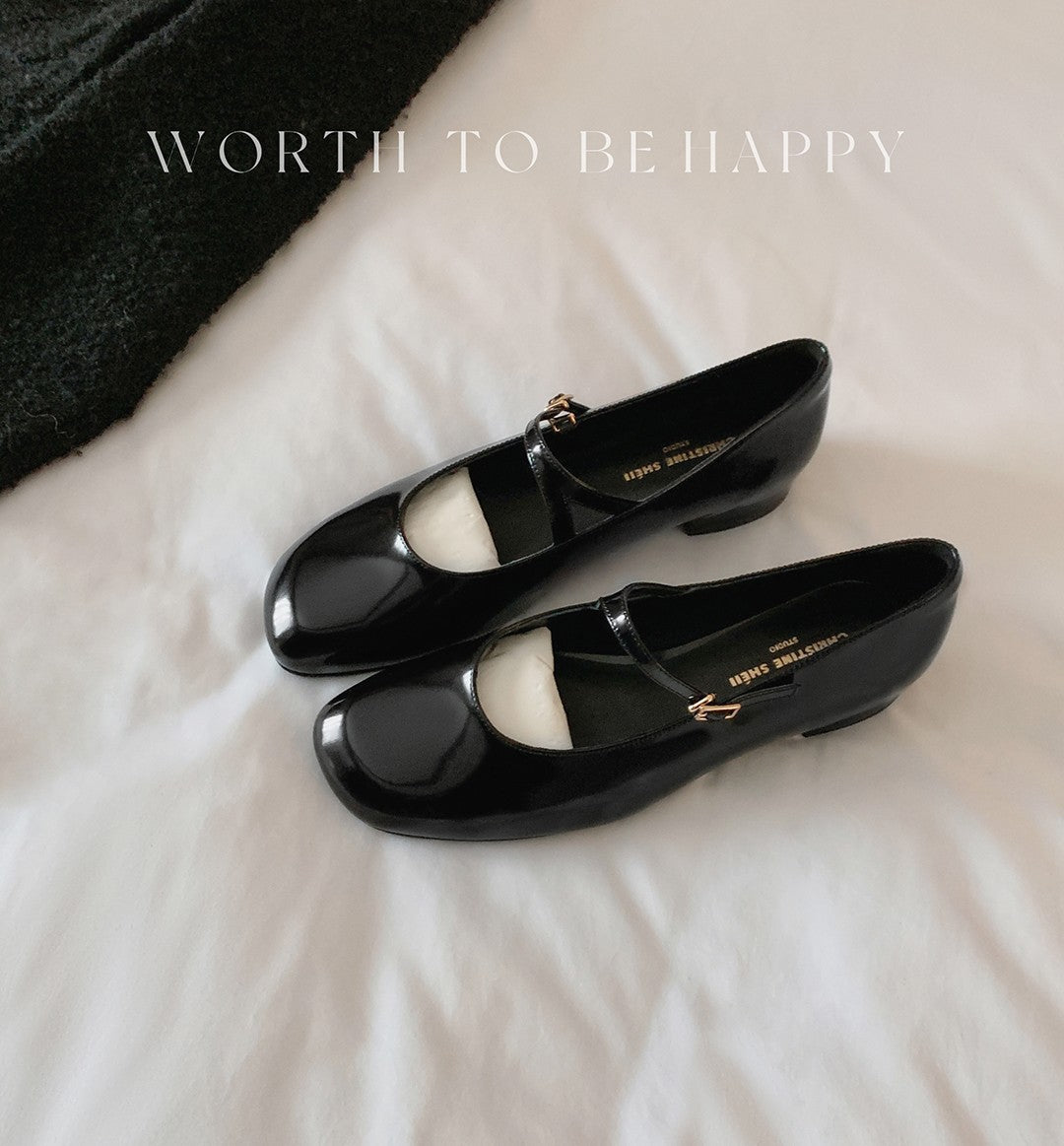 Women's High-grade Patent Buckled Chunky Mary Jane Versatile Women's Fashion Shoes