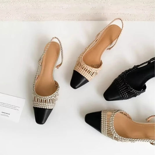 Women's French Style Vacation Handmade Woven Hollowed Roman Sandals