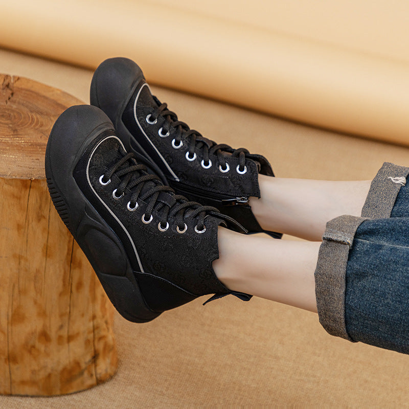Women's Ankle Versatile Comfortable Fleece-lined Platform Martin Plus Women's Leather Boots