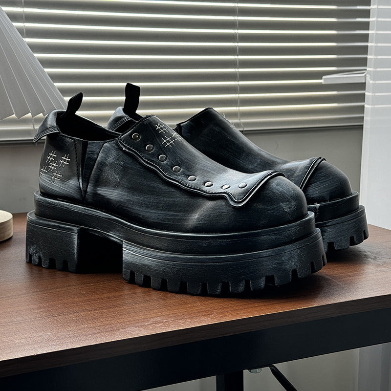 Men's Slip-on Korean Style Breathable Increased Summer Men's Casual Leather Shoes
