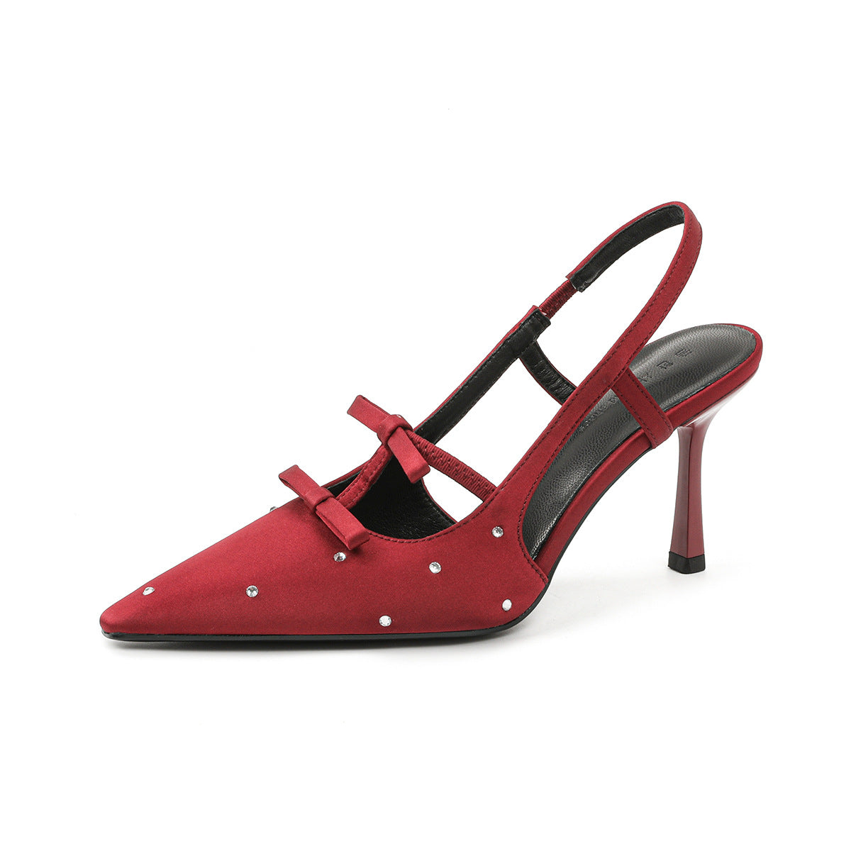 Women's Rhinestone Dot Sexy Red High Pointed Toe French Closed Outer Women's Fashion Shoes
