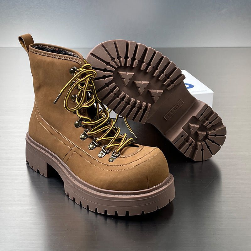 Men's Worker Outdoor Mountaineering Two-way Thick Sole Increased British Style Fashion Men's Martin Boots
