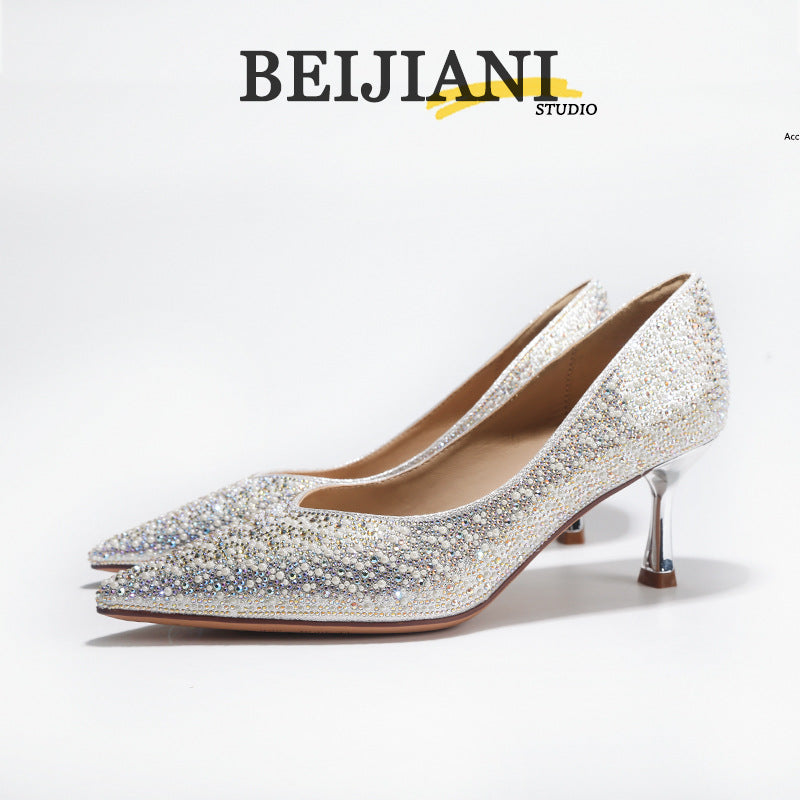 Women's Rhinestone Wedding High Elegant Stiletto Advanced Women's Fashion Shoes