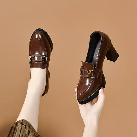 Women's Layer Cowhide British Stylish Pointed Toe Women's Fashion Shoes