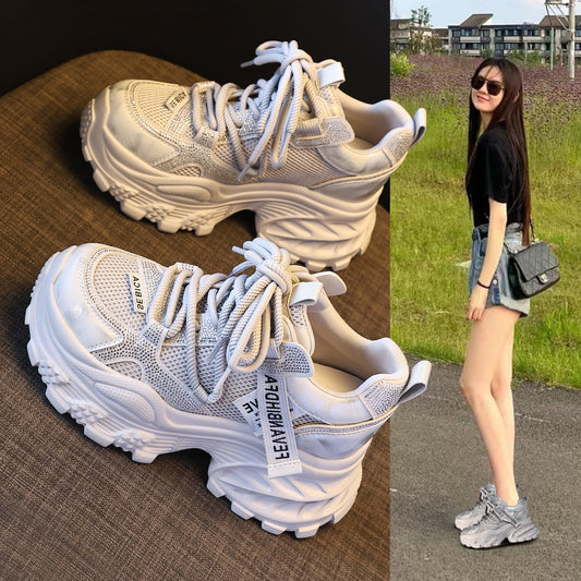 Women's Thick Bottom Height Increasing Insole Fashion Rhinestone Dad Spring Muffin Sports Casual Shoes