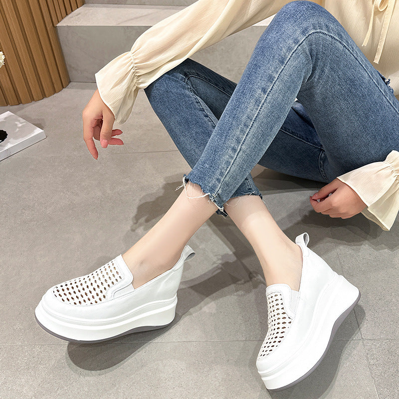 Women's Small Hollowed Leisure Pumps Summer Slip-on Thick Bottom Women's Casual Shoes