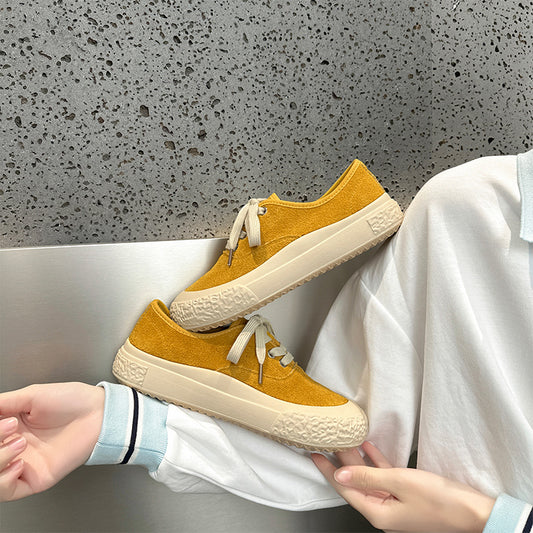 Women's First Layer Cowhide Platform Spring Running Korean Flat Women's Casual Shoes