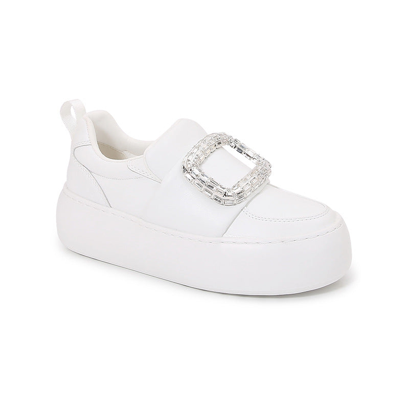 Drill Buckle Square Bread Genuine Platform Sports Casual Shoes