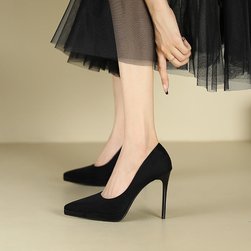 Women's Print Suede Platform High Pointed Toe Women's Fashion Shoes