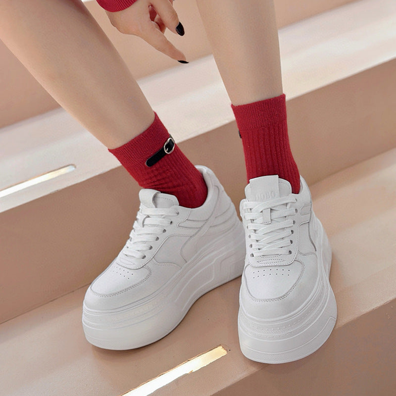 Women's Genuine Platform White Spring Fashion Sports Casual Shoes
