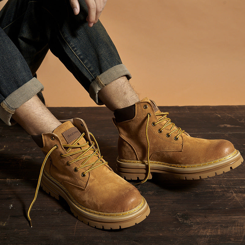 Unique Slouchy Men's Fur Worker Genuine Men's Martin Boots