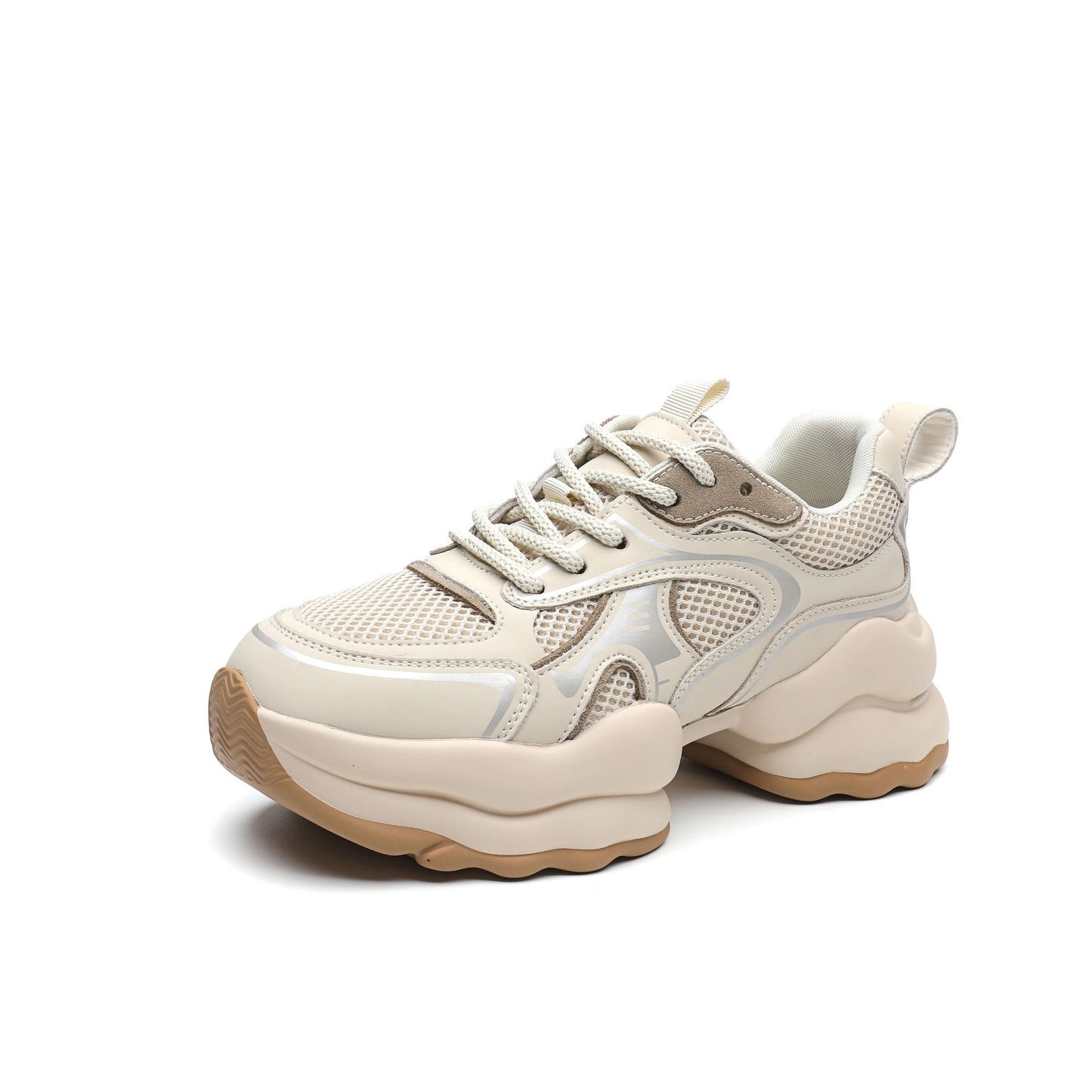 Women's Dad Autumn Heightened Daddy Mesh Stitching Authentic Sports Casual Shoes