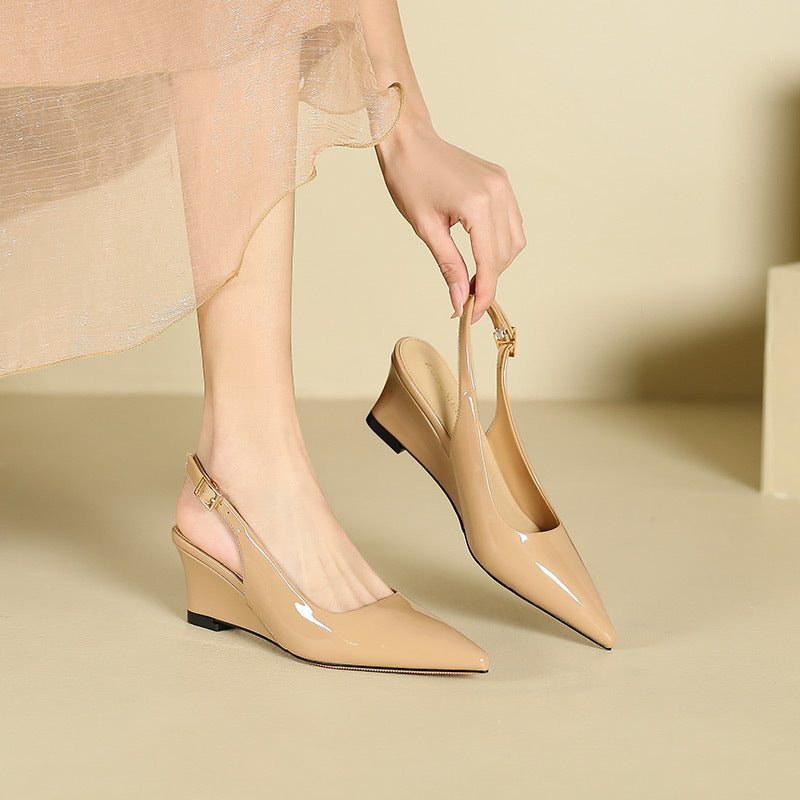 Empty Wedge High Female Summer French Style Women's Fashion Shoes