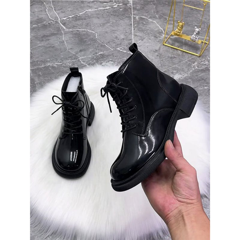 Women's Super Hot Martin Flat Patent Mango Boots