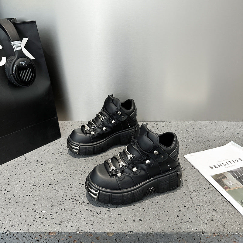 Women's Heavy Metal Thick Bottom Punk Dark Motorcycle Sports Casual Shoes