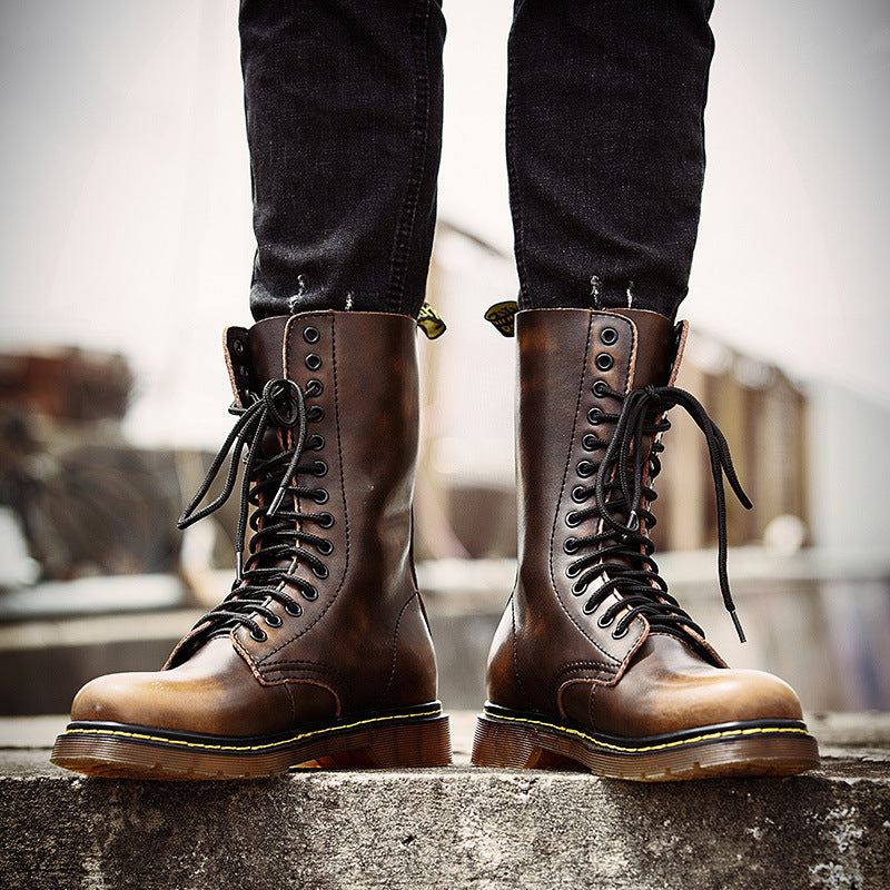 Women's & Men's Large Size British Riding Long Biker Men's Martin Boots