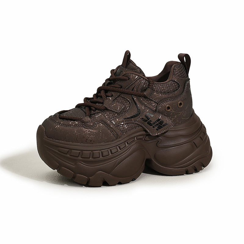 Women's Platform Dad Lace Up Muffin Height Increasing Women's Sports Shoes