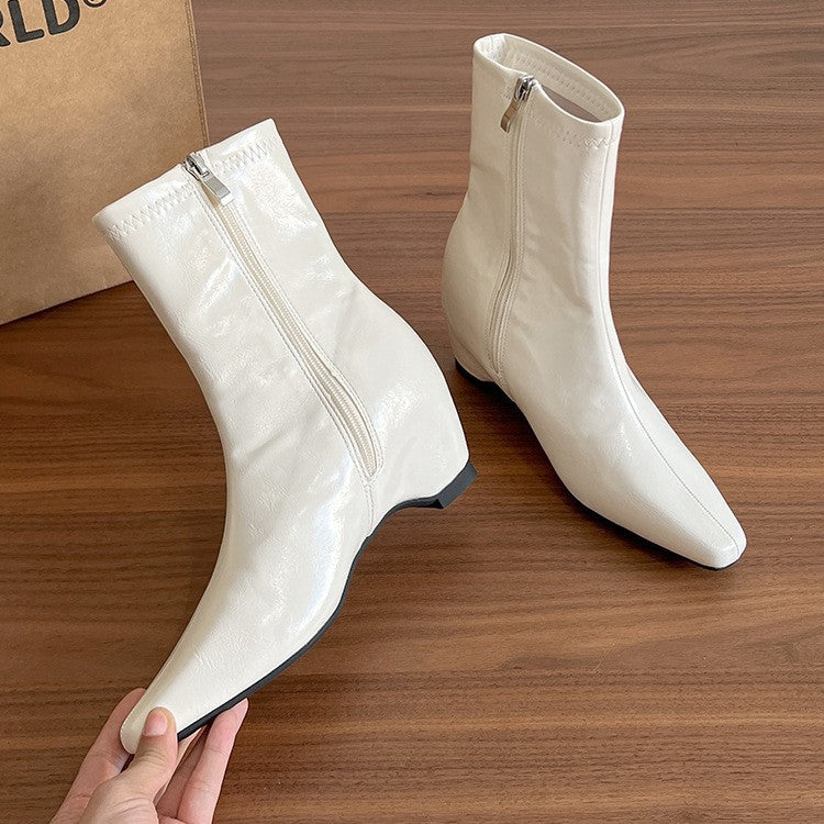 Version Not Tired Feet Small Height Increasing Insole French Skinny Women's Leather Boots