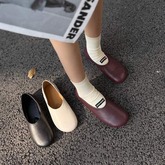 Women's Summer Round Toe Cute Compact Design Genuine Flat Daily Women's Shoes
