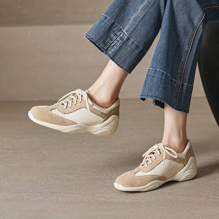 Women's Genuine Pumps Height Increasing Insole Small Retro Leather Shoes
