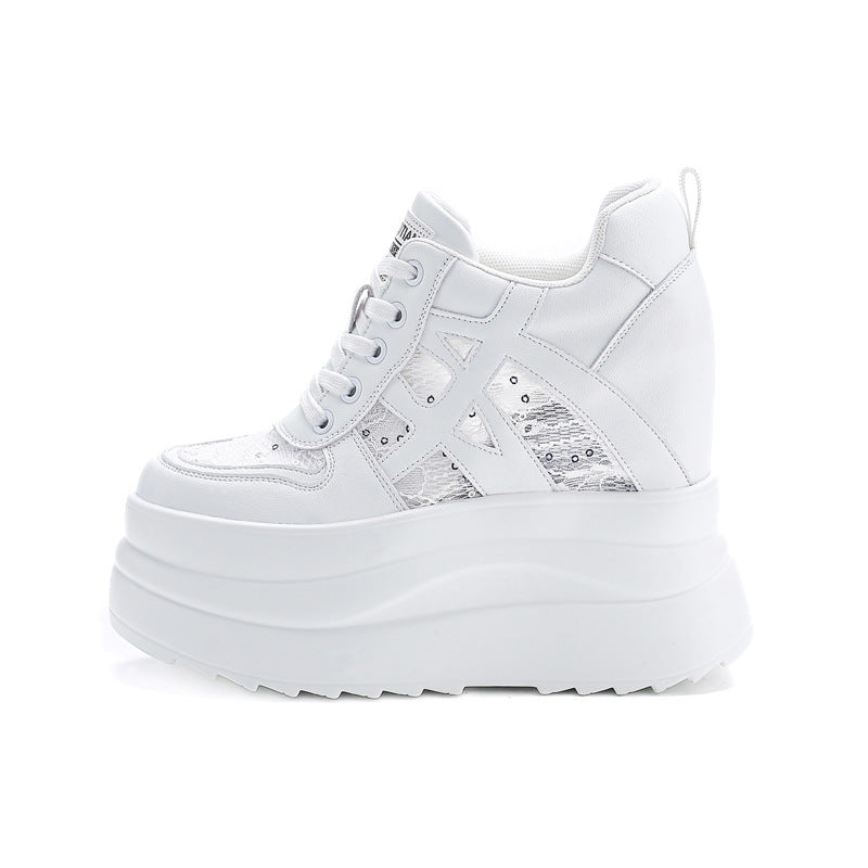 Women's Platform White Spring Height Increasing Insole Korean Style Women's Casual Shoes