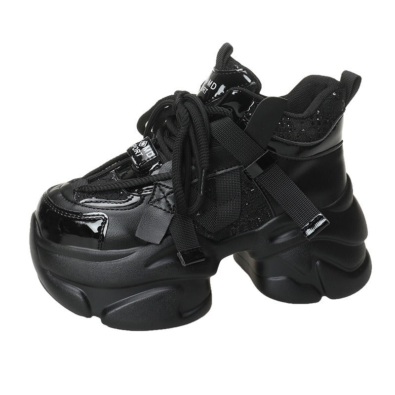 Women's Winter Fleece-lined Polyurethane Platform Dad Height Women's Sports Shoes