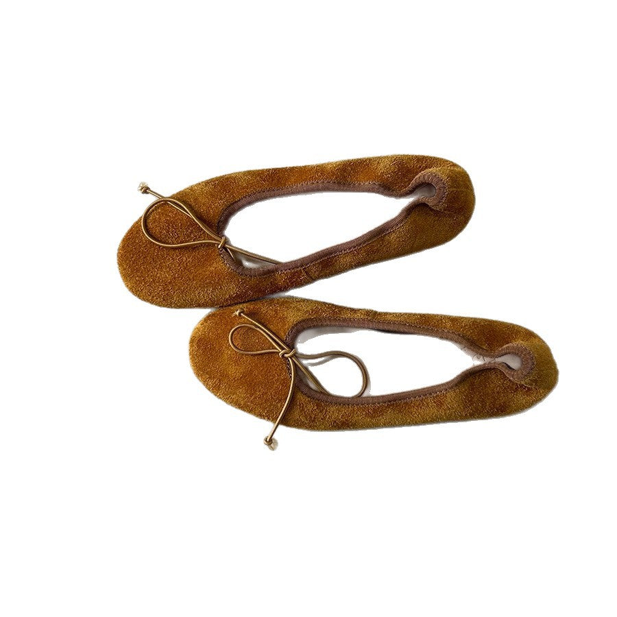 Women's Cowhide Ballet Flat Spring French Style Vintage Mary Jane Round Women's Fashion Shoes