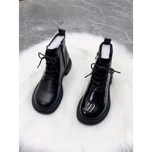 Women's Super Hot Martin Flat Patent Mango Boots