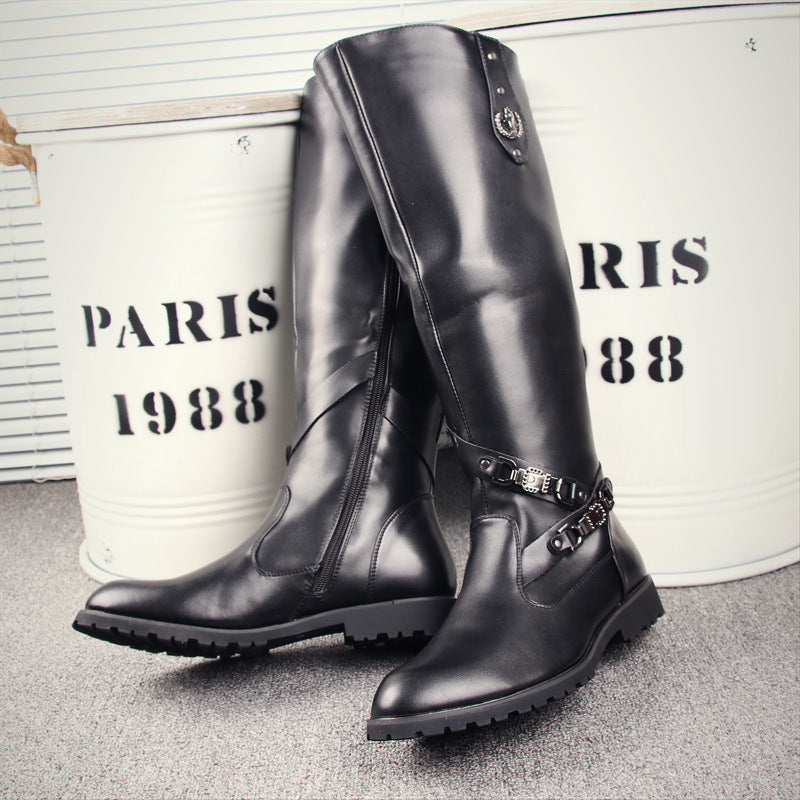 Men's Leg Wellingtons Cowboy Zipper Pointed Trendy Riding Outdoor Fashionable Martin Boots