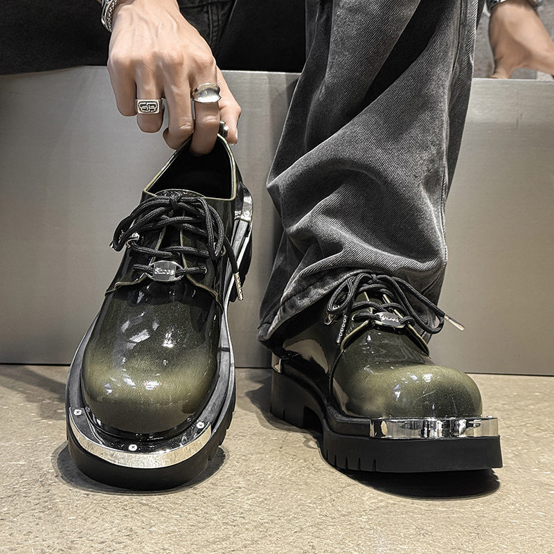 Men's Summer Fashion Formal Wear Khaki Blue Men's Casual Leather Shoes