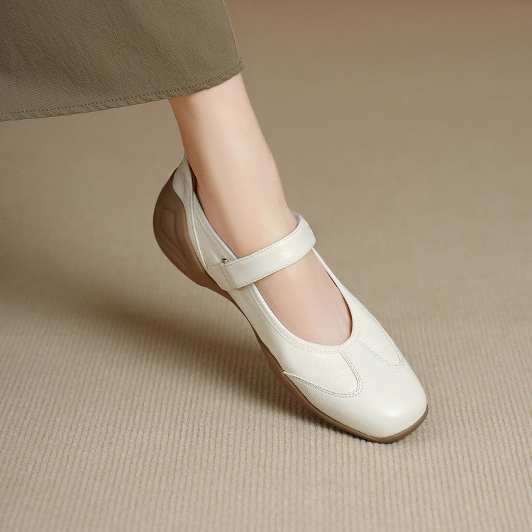 Women's Soft Bottom Sheepskin Pumps Low-cut Height Increasing Insole With Mary Women's Fashion Shoes