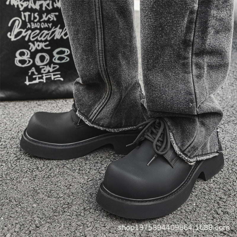 Men's With Veet Thick Bottom Increased Leisure Couples Leather Shoes