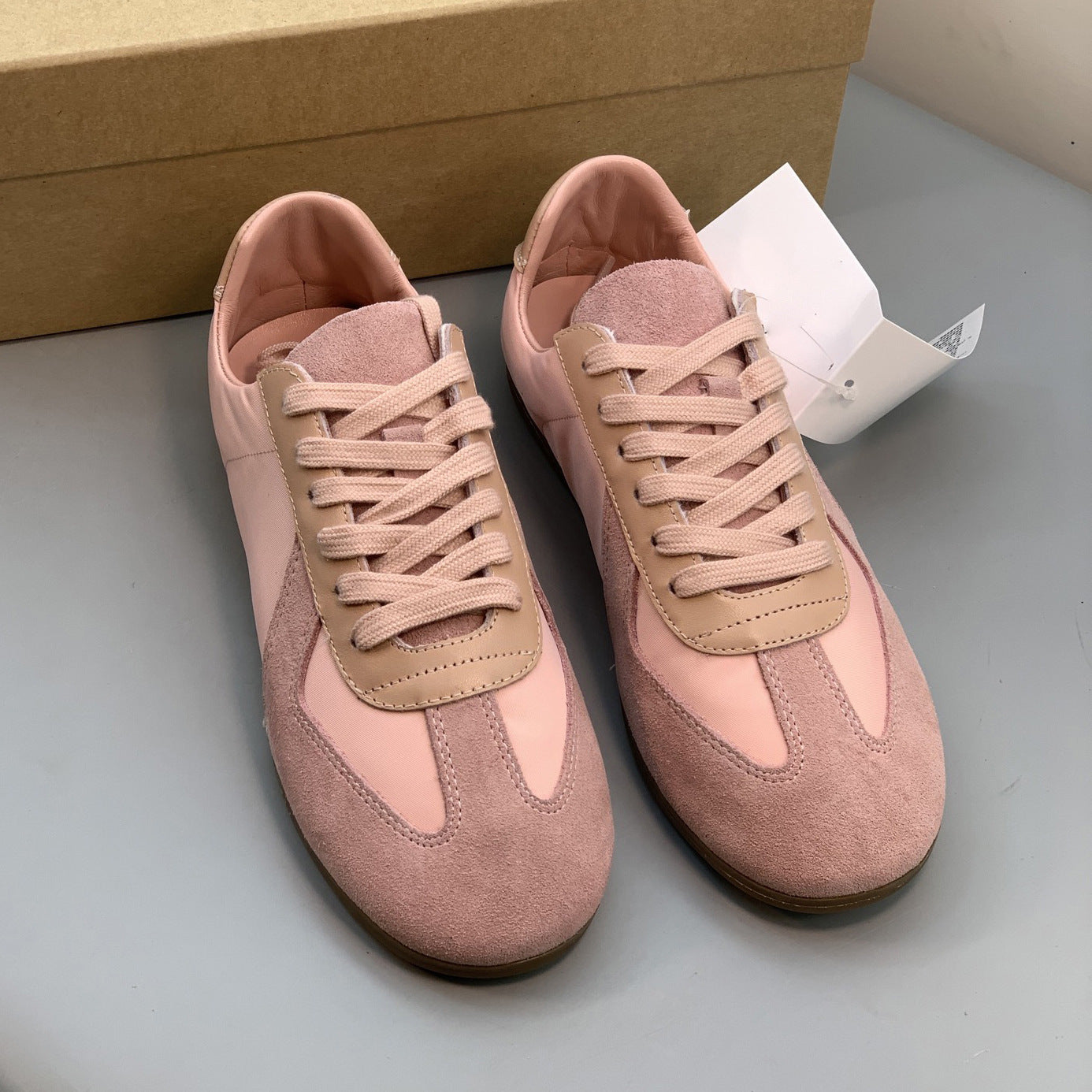 Women's Spring Leopard Print Color Matching Flat German Training Genuine Retro Women's Sports Shoes