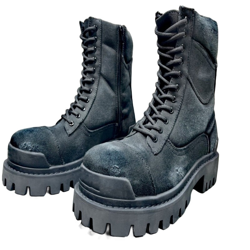 Men's Round Toe Viscose Big First Layer Men's Leather Boots