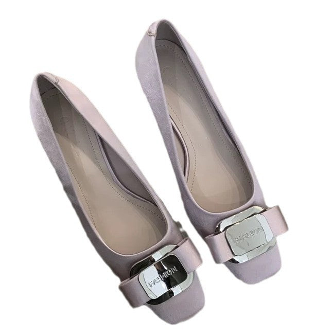 Women's French Chunky High Black Commuter Dress Women's Casual Shoes