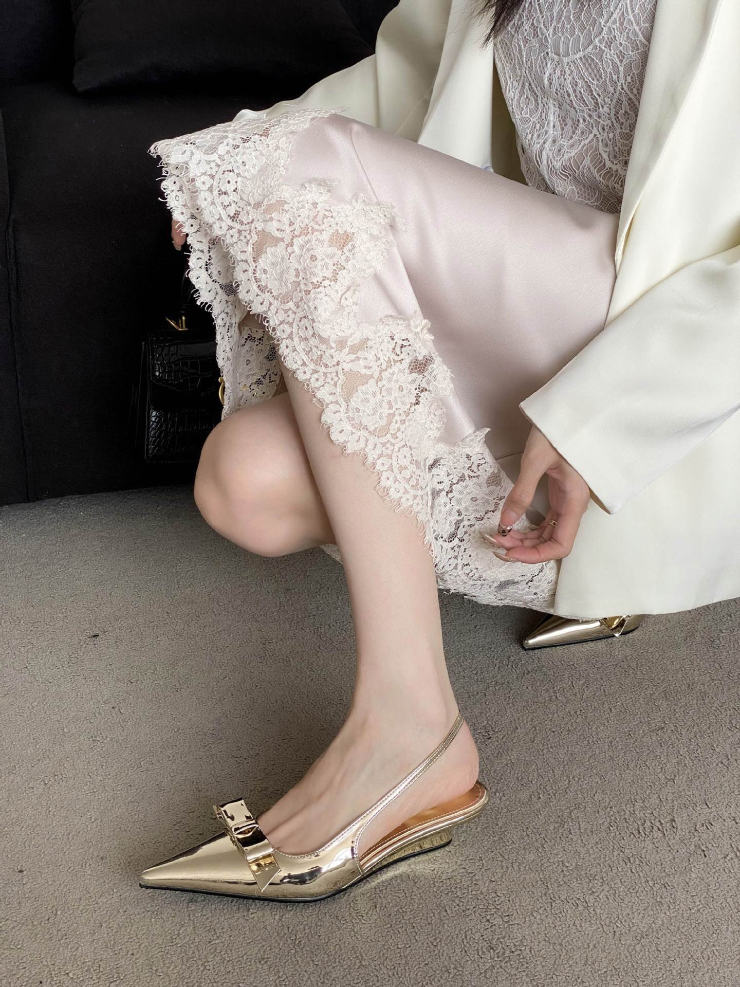 Women's Spring Pointed Toe Wedge Short Fashion Box Excluding High Heeled Sandals