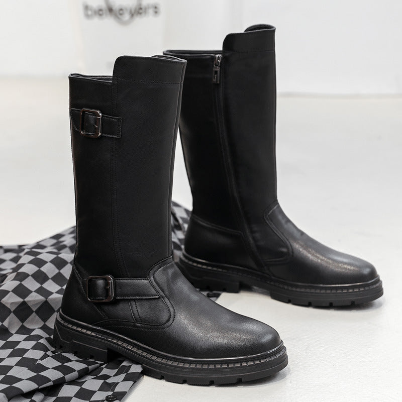 Men's Top Martin Genuine Knee-high Knight Long Thick Men's Leather Boots